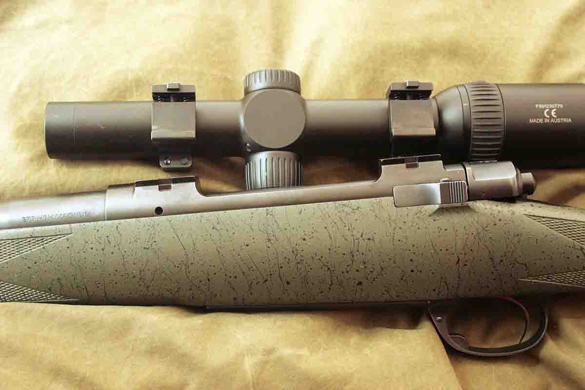 The top of the action is essentially a “double square bridge,” with the scope mounts fitting both the flats and the notches on the side of the flats.